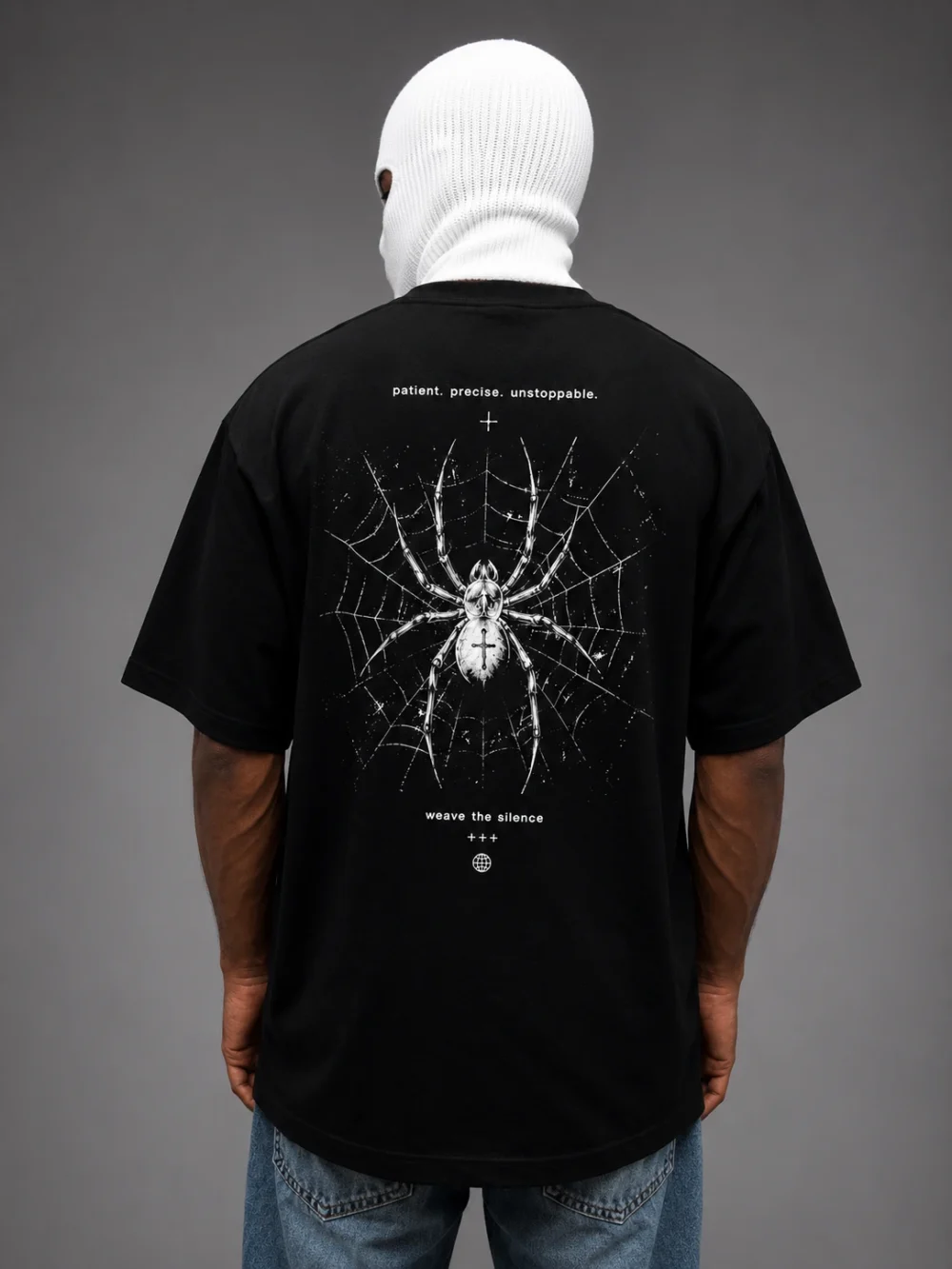focus tarantula oversized t shirt — black 220gsm