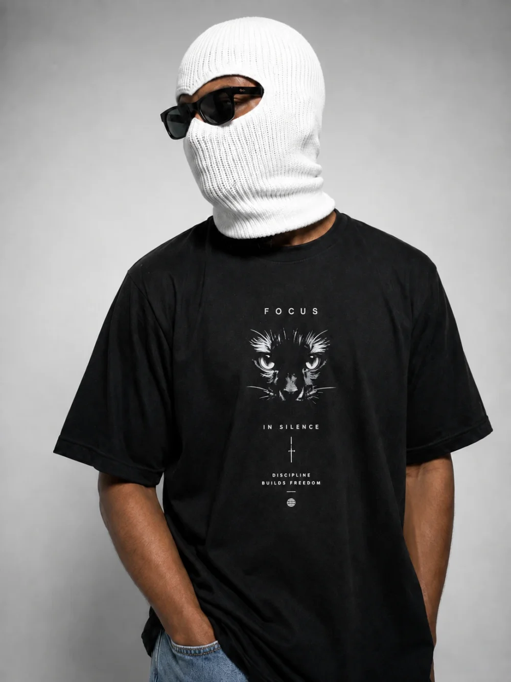 focus tarantula oversized t shirt — black 220gsm