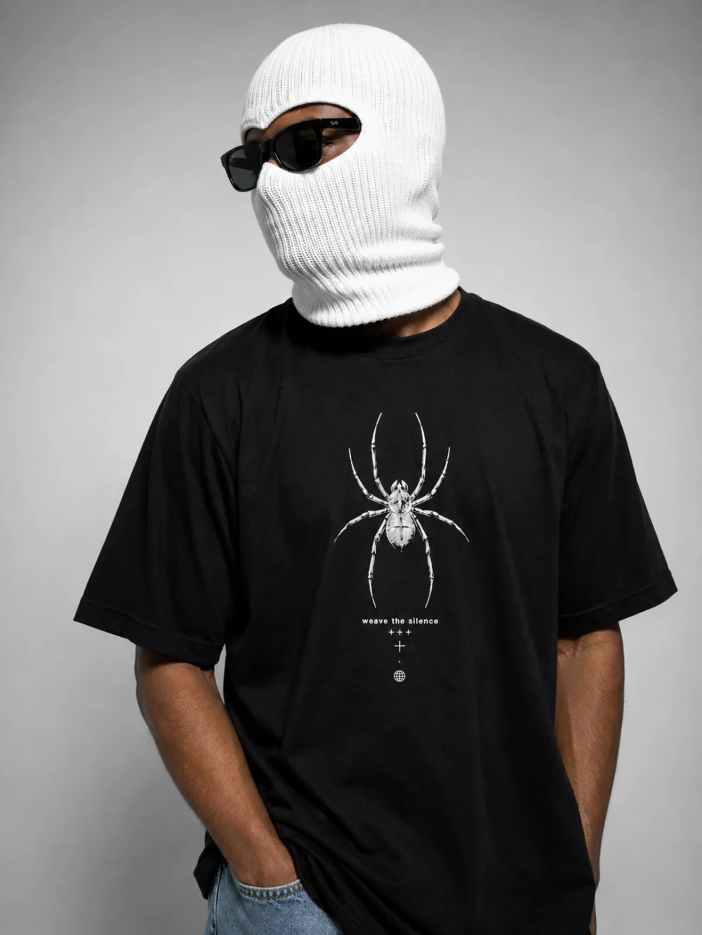 focus tarantula oversized t shirt — black 220gsm