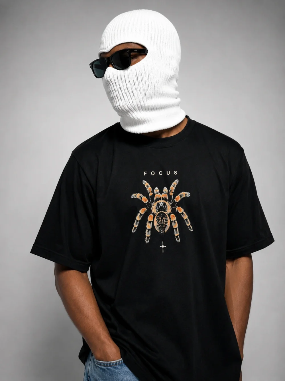 focus tarantula oversized t shirt — black 220gsm